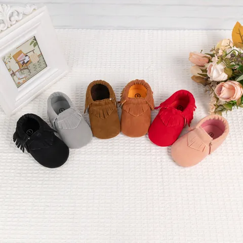 Classic Baby Girl Boy Tassel Moccasins Soft Sole Faux Leather Prewalker Shoes Infant Toddler Walking Boots Casual First Walkers