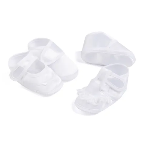 Newborn Baby White Satin Soft Sole Shoes For Baptism Wedding Boys Girls Heart Embroidery Lace Princess First Walker Shoes