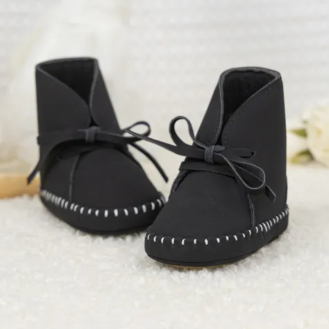 Bottes d'Hiver Chaudes en Polaire pour Nourrisson en Cuir Synthétique Semelle Souple Chaussures de Marche Antidérapantes Nœud