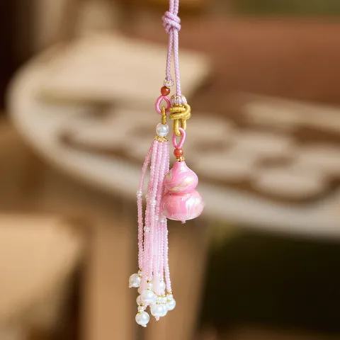 Chinesischer Stil Lack Flaschenkürbis Elefant Anhänger Mit Perlen Quaste Hängende Dekoration Für Auto Rückspiegel Tasche Zubehör Geschenk