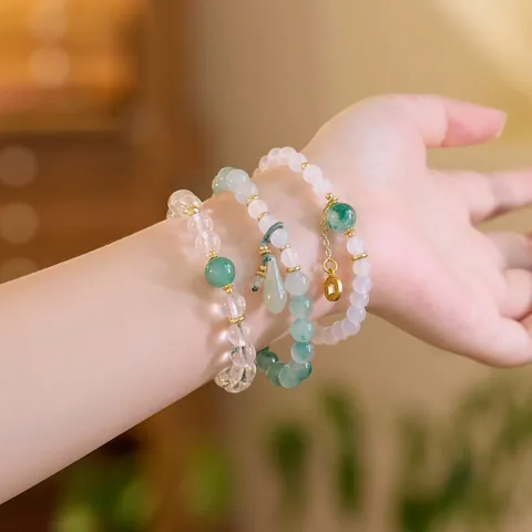 Neuer Chinesischer Stil Afrikanische Jade Nephrit Orchidee Armband Weißer Achat Kristall Perlenarmband Elegant Handgemachter Schmuck Damen