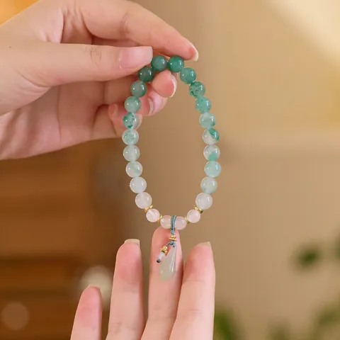 Neuer Chinesischer Stil Afrikanische Jade Nephrit Orchidee Armband Weißer Achat Kristall Perlenarmband Elegant Handgemachter Schmuck Damen
