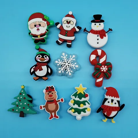 Christmas Theme PVC Shoe Charms For Clogs Cartoon Santa Claus Snowman Reindeer Christmas Tree Shoe Decoration Accessories