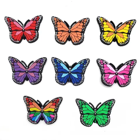 Butterfly Shoe Charms PVC Soft Rubber Insect Shoe Buckles Decorations For Clogs Sandals Accessories Gifts For Women Kids