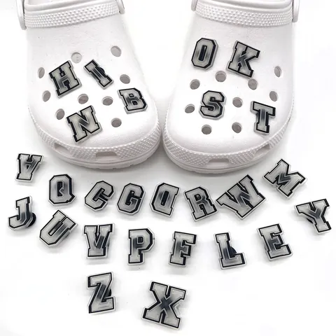 Luminous Letter Number Shoe Charms For Clogs PVC Soft Rubber Varsity Style 3D Shoe Decorations For Sandals Slippers Jewelry