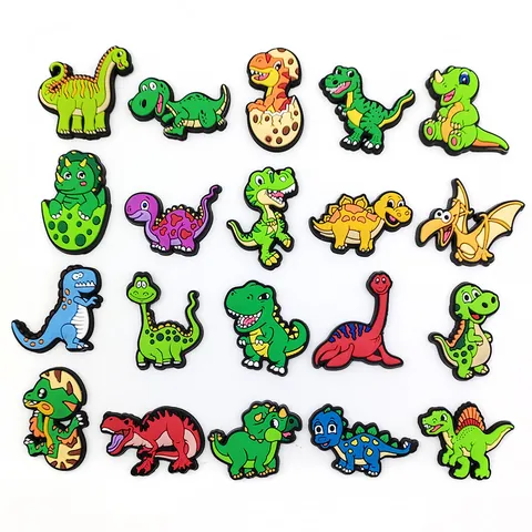 Cartoon Dinosaur Shoe Charms For Clogs PVC Soft Rubber Shoe Decoration Buckles For Sandals Kids Boys Girls DIY Accessory