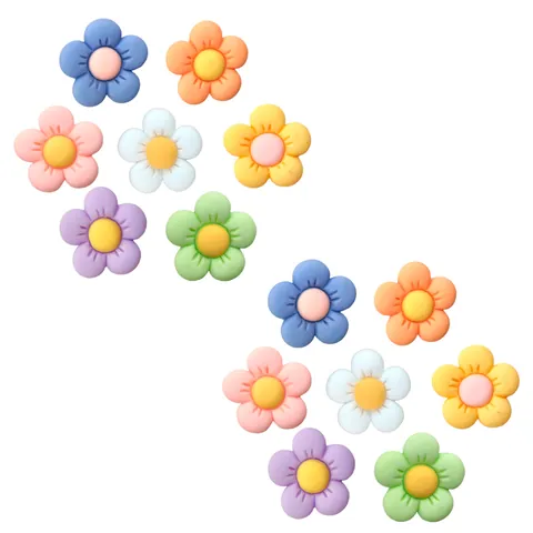Resin Flower Shoe Charms For Clogs Sandals PVC Five Petal Floral Buckle DIY Garden Shoe Decorations Accessories For Kids Adults