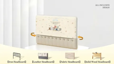 Cartoon Cat Dog Print Bed Headboard Cover Full Wrap Elastic Protective Dust Cover For Bedroom Decor Home Textile