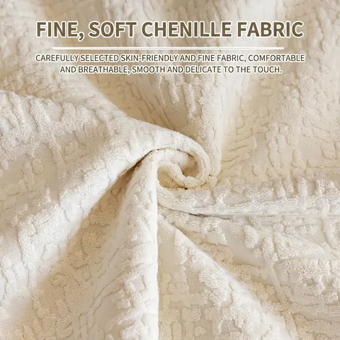 Cojín de Sofá de Chenilla Crema Francés Color Sólido Antideslizante Funda de Sofá Protectora Para Decoración del Hogar Sala de Estar
