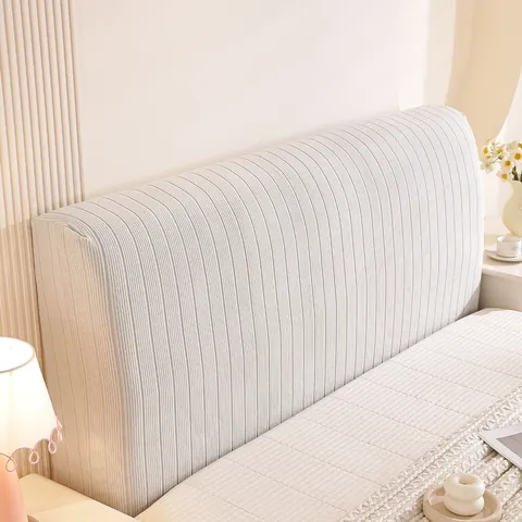Elastic Vertical Stripe Headboard Cover All-Inclusive Thickened Polar Fleece Dustproof Bed Back Protector For Home Hotel