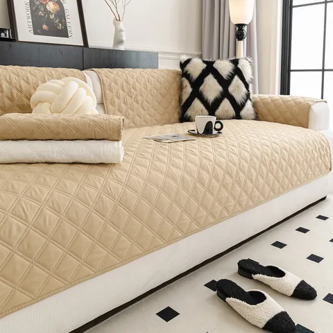 Funda de Sofá Acolchada Antideslizante Patrón de Diamante Tela Cepillada Alfombra de Sofá Protector de Muebles para Sala de Estar