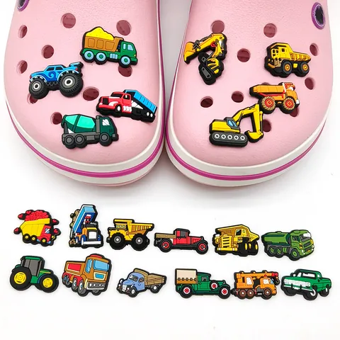 Baufahrzeug Schuh Charms Set Cartoon PVC Bagger LKW Betonmischer Für Crocs Clogs DIY Dekoration Kinder Geschenk