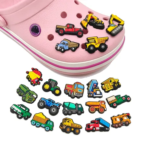 Baufahrzeug Schuh Charms Set Cartoon PVC Bagger LKW Betonmischer Für Crocs Clogs DIY Dekoration Kinder Geschenk