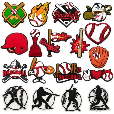 Breloques pour Chaussures Baseball Gant Batte Casque Trophée PVC Style Sportif Décorations pour Sabots Boucles Décoratives Accessoire