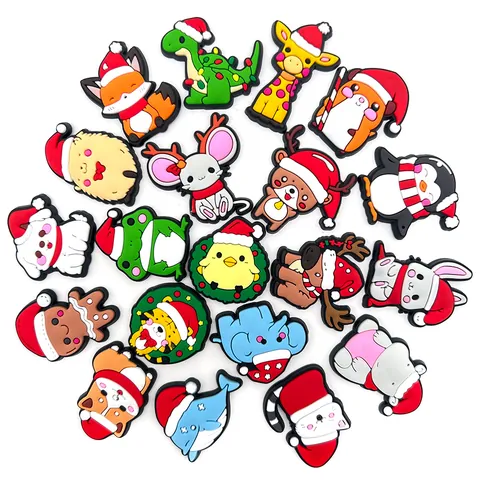 Christmas Cartoon Animal Shoe Charms For Clogs PVC Soft Glue Cute Animal Decoration For Sandals Kids Women Festival Accessory