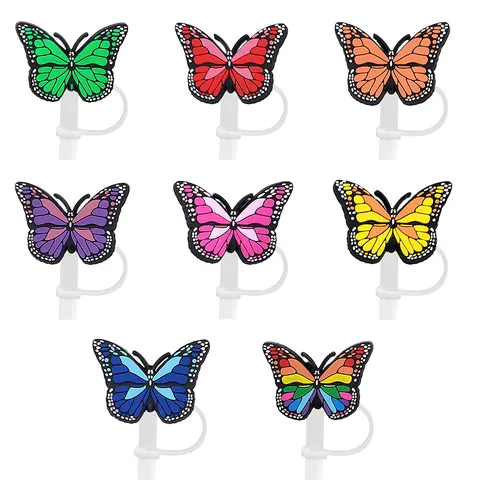 Embout de Paille Papillon Silicone Capuchon Anti Poussière Dessin Animé Couverture de Paille Compatible Avec Stanley Gobelet Accessoires