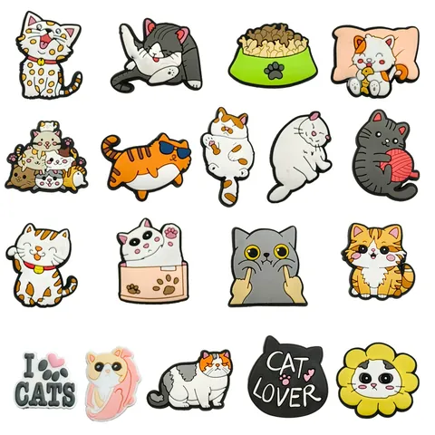 Simpatici Ciondoli per Scarpe a Forma di Gatto in PVC Decorazione per Zoccoli Sandali Accessori Fai da Te per Bambini Donne