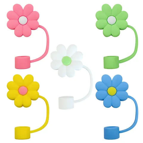 Flower Silicone Straw Cover Dust Cap Reusable Daisy Straw Topper Tips For Tumbler Drinking Cup Accessories