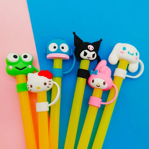 Cute Cartoon Silicone Straw Covers Dustproof Reusable Straw Topper Plugs For Wide Diameter Tumbler Cups Drinkware Decoration