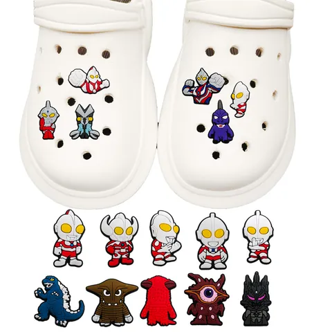 PVC Soft Rubber Shoe Charms For Clogs Sandals Cute Cartoon Hero Monster Patterns Personalized Footwear Accessories Kids