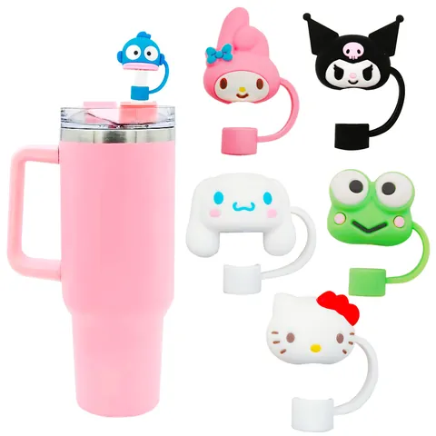 Cute Cartoon Silicone Straw Covers Dustproof Reusable Straw Topper Plugs For Wide Diameter Tumbler Cups Drinkware Decoration