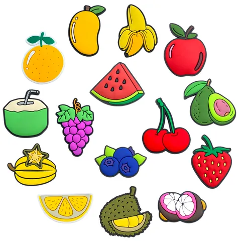 Decorazioni per Scarpe in PVC Frutta per Zoccoli Sandali Cartone Animato Fragola Anguria Banana Avocado Carino Diy Pin per Bambini