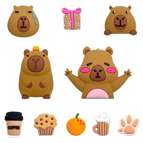 Cartoon Capybara PVC Shoe Charms For Clogs Cute Animal Decoration Accessories For Sandals Gardening Shoes For Women Kids