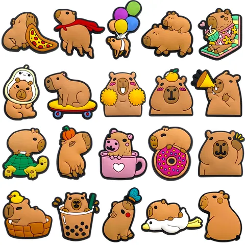 Cartoon Capybara Pattern Shoe Charms For Clogs PVC Soft Glue DIY Decorations For Sandals And Garden Shoes Variety Style