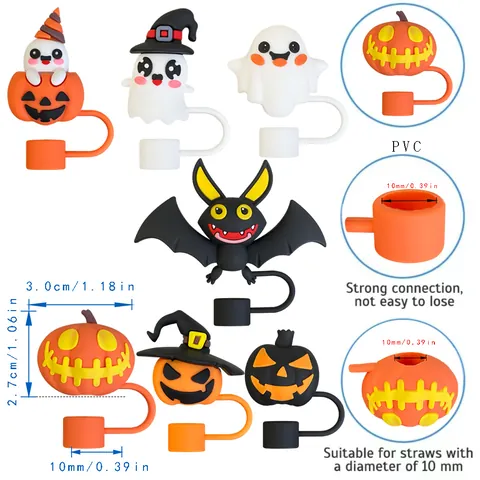 Καλύμματα Καλαμακιού Halloween Προστασία Σκόνης Σχέδια Κολοκύθα Φάντασμα Νυχτερίδα Σιλικόνη PVC Επαναχρησιμοποιούμενα Αξεσουάρ
