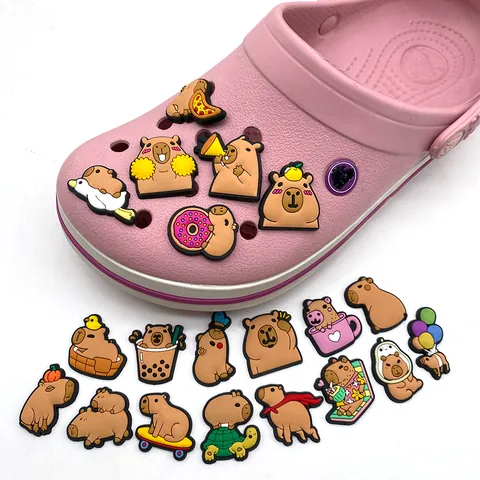 Cartoon Capybara Pattern Shoe Charms For Clogs PVC Soft Glue DIY Decorations For Sandals And Garden Shoes Variety Style