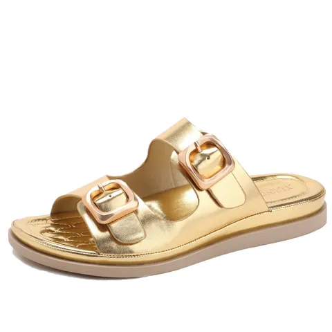 Γυναικείες Casual Παντόφλες από Δέρμα PU Με Διπλή Πόρπη Μόδα Πλατφόρμα Ανοιχτό Δάχτυλο Σανδάλια Καλοκαιρινά Παπούτσια Παραλίας