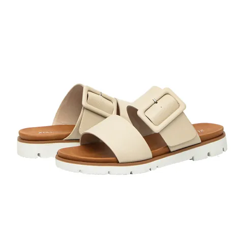 Women's Fashion PU Leather Platform Slides Large Square Buckle Thick Sole Anti-Slip Casual Summer Outdoor Slippers For Women