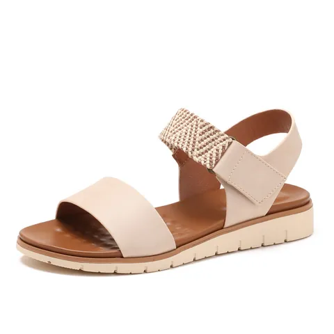 Sandales Compensées Décontractées Pour Femmes Bride Tissée Semelle Épaisse Chaussures De Plage Bout Rond Sandales Romaines Plateforme