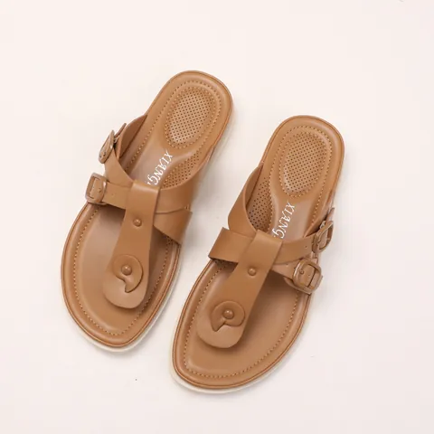 Women Casual PU Leather Thong Sandals Comfortable Platform Flip Flops With Buckle Straps Summer Outdoor Fashion Daily Sandals