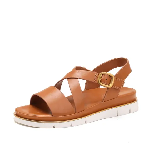 Women's Roman Platform Sandals Cross Strap Adjustable Buckle PU Leather Beach Sandals Casual Thick Sole Women's Shoes