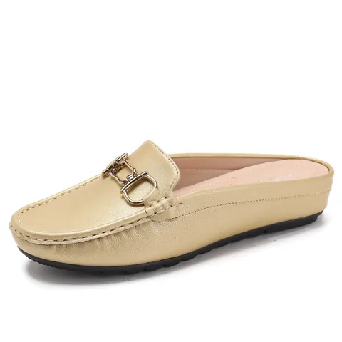Women Casual PU Leather Loafer Mules Horsebit Decoration Round Toe Closed Toe Slip On Slides Wedge Heel Comfortable Shoes