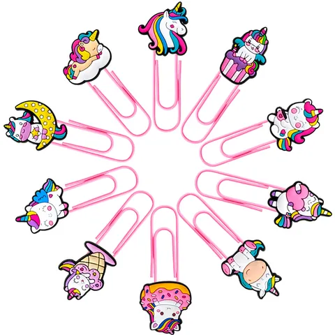 Kreative Einhorn-Büroklammern PVC Cartoon Tier Lesezeichen Rosa Beschichtete Metallclips Büro Schule Schreibtisch Zubehör Geschenk