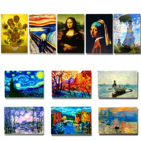 Aimants de Réfrigérateur Peintures à l'Huile Célèbres Autocollants Magnétiques en PVC Vincent Van Gogh Mona Lisa Décor d'Art Impressionniste