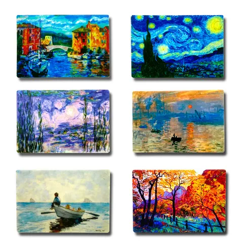 Aimants de Réfrigérateur Peintures à l'Huile Célèbres Autocollants Magnétiques en PVC Vincent Van Gogh Mona Lisa Décor d'Art Impressionniste