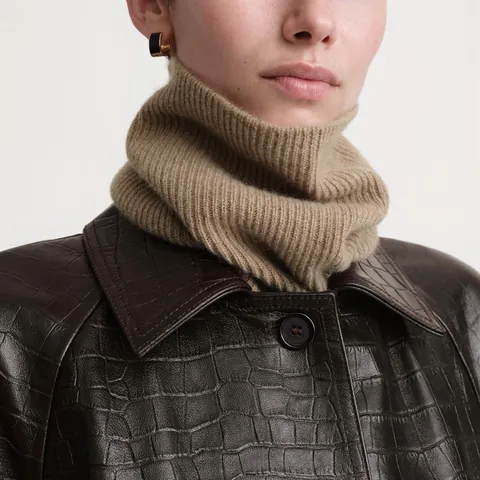 Winter Rippenstrick Wolle Halswärmer Für Herren Damen Minimalistisch Warm Pullover Schlauchschal Khaki Schwarz Einfarbig