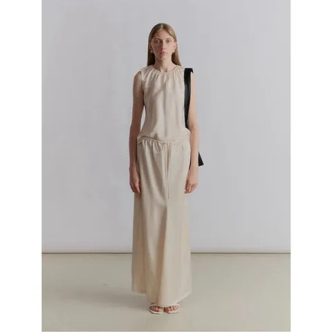 Dames Minimalistische Satijnen Mouwloze Tanktop Met Geplooide Halslijn Elegante Effen Kleur Commuter Zomer Vest Top