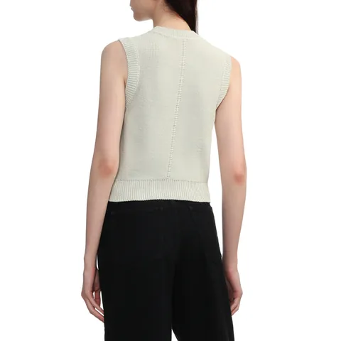 Dames Minimalistisch Ronde Hals Mouwloos Wolmix Breisel Vest Pullover Effen Kleur Casual Kantoor Trui Top