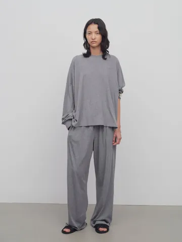 Dames 100% Katoen Casual Wijde Pijpen Broek Minimalistisch Trekkoord Elastische Taille Rechte Broek Voor Dagelijks Gebruik Loungewear Grijs Zwart