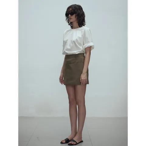 Jupe Trapèze à Taille Haute pour Femmes Automne Jupe Courte Tridimensionnelle à Capas Couleur Unie Polyester Doublure en Coton