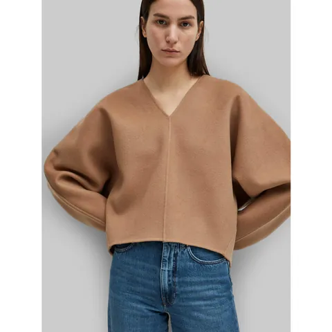 Maglione in Lana e Cashmere con Scollo a V Stile Nordico Minimalista Donna Pullover a Maglia Oversize Caldo Invernale