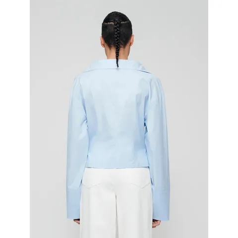 Dames Katoen Onregelmatig Gedraaide Knoop Lange Mouw Overhemd V-hals Elegant Woon-werkverkeer Casual Effen Kleur Blouse Top