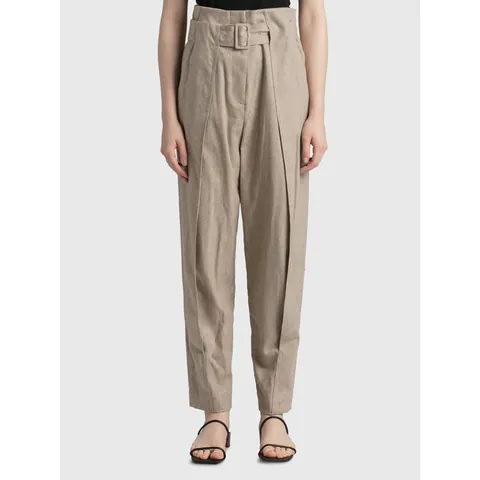 Pantaloni da Donna a Vita Alta Con Pieghe e Cintura Misto Lana Minimalista a Sigaretta Casual Ufficio Larghi Moda Quotidiana