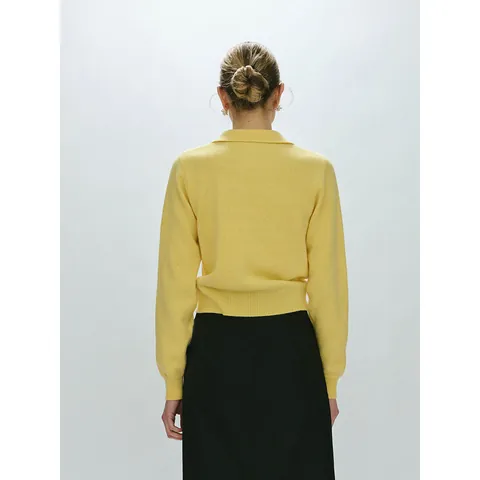 Dames Kasjmier Polo Kraag Trui Lange Mouw Gebreide Top Effen Kleur Zacht Warm Minimalistisch Herfst Winter Casual Jumper