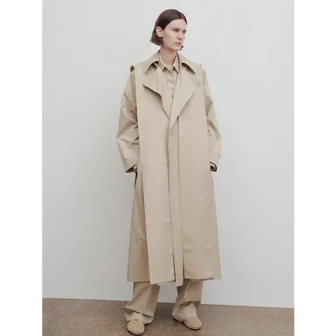 Minimalistischer Khaki Langer Grabenmantel Für Damen Mit Abnehmbarer Kapuze Gürtel Baumwollmischung Winddicht Lässige Jacke