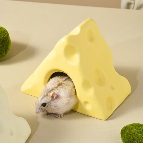 Creative Cheese Shape Hamster Ceramic House Cooling Hideout Small Animal Cage Decor Accessory For Dwarf Syrian Hamster Gerbil